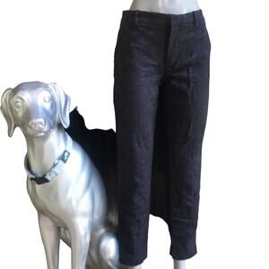 Zara Blue Black Textured Trouser Cotton Blend Pants Women's Size M Medium